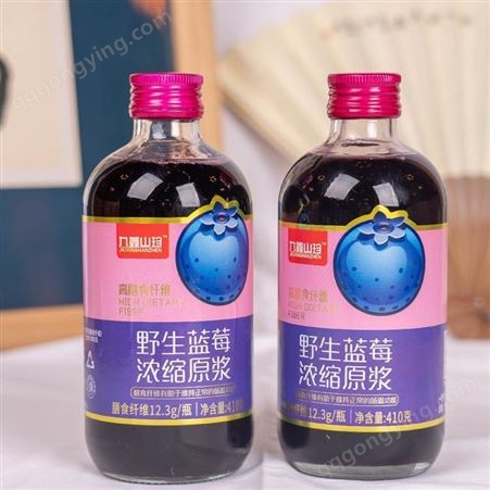 九鑫山珍野蓝莓原浆400ml商用浓缩果汁（1:5倍稀释）蓝莓汁