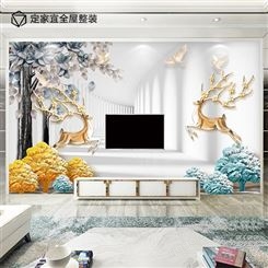 竹木纤维3d立体北欧麋鹿电视背景墙集成墙板客厅沙发影视墙护墙板