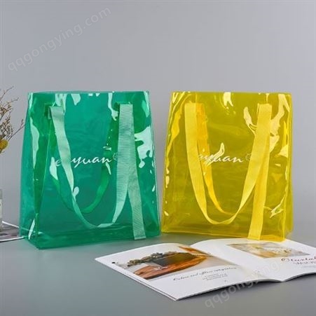 工厂供应pvc透明购物手提袋 服装礼品袋 网红包装袋可加印logo