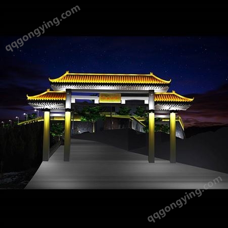 牌楼夜景亮化-夜景亮化设计工程-中式古典照明设计-禾雅照明