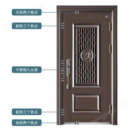 普罗盾韩式门不锈钢门单门家用安全入户门进户加厚防盗通风大门定制