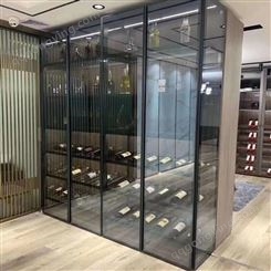 全铝推拉门酒柜 铝唯简约玻璃室内家用红酒橱柜定制