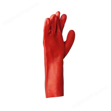 DELTAPLUS/代尔塔 201735 35CM红色手套 PVC涂层防化防滑耐酸性防腐蚀工业用
