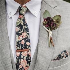 TONIVANI-550纯棉印花领带 定制小清新韩版窄领带 定做时尚花卉领带厂家