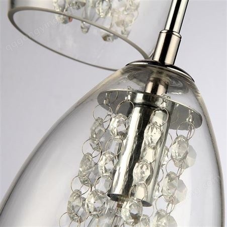 溢美欧美风镀铬现代吊灯金属透明玻璃灯客厅单头水晶吊灯