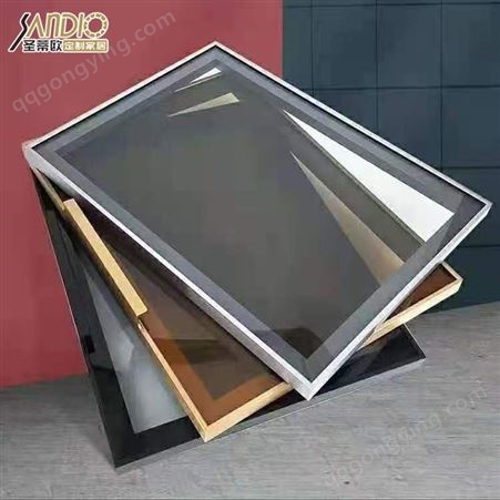 定制50斜边框玻璃门 轻奢铝框玻璃门 20极简隐框钢化玻璃门板