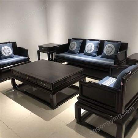 三围板紫光檀沙发6件套造型简单价值丰厚
