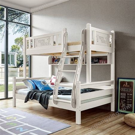 新枫格卧室1.5米儿童上下床北欧简约实木子母床