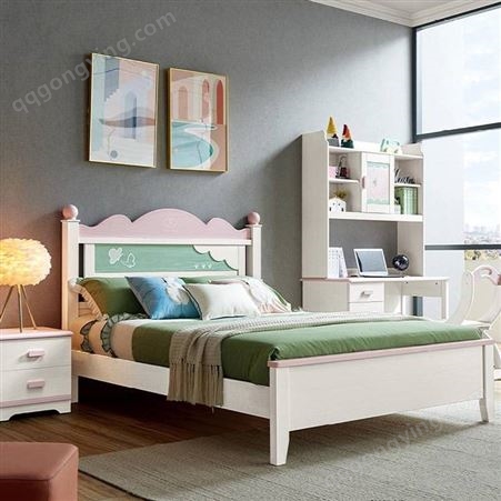 北欧实木儿童床青年学生单人床家用卧室1.5米床